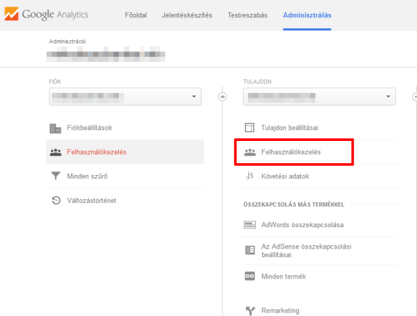 Google Analytics felhasználókezelés