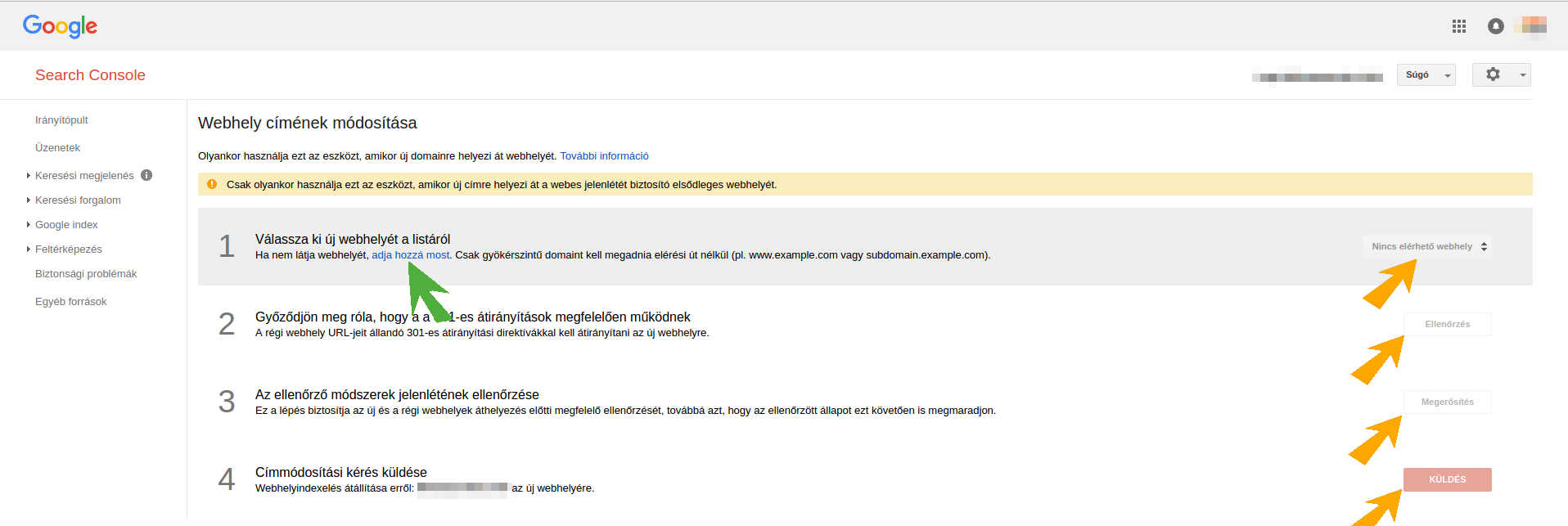 search console beállítás 3